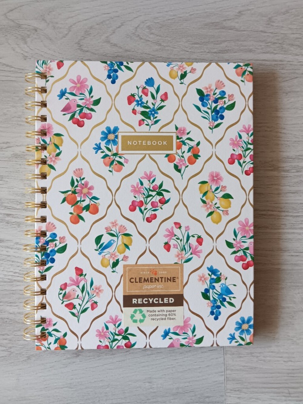 Clementine Paper Inc. Spiral Bound Hardcover Notebook Lined Pages Floral 10"